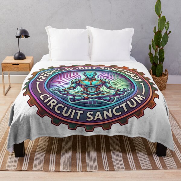 Item preview, Meditating Robot Circuit Sanctuary Cyberpunk Emblem designed and sold by octozap.