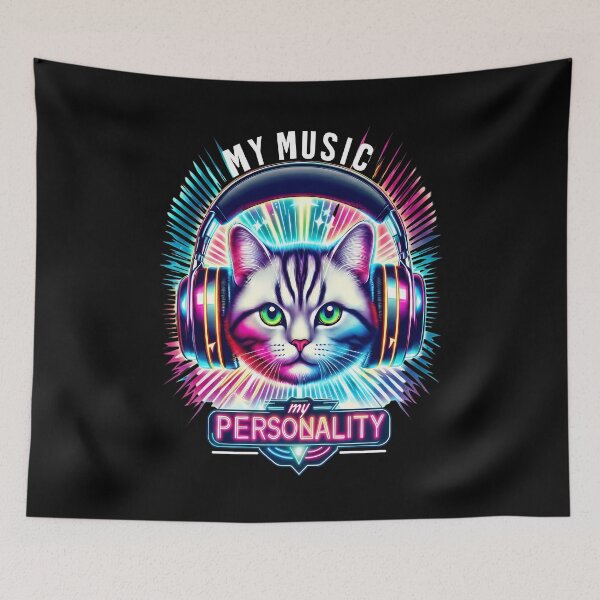 Item preview, Cat American Shorthair in  Headphones - World Music Day designed and sold by Art-Arcade6.