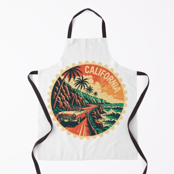 Item preview, California Coastal Road Trip Stamp Vintage Convertible Beach Design designed and sold by ArcticFoxStudio.
