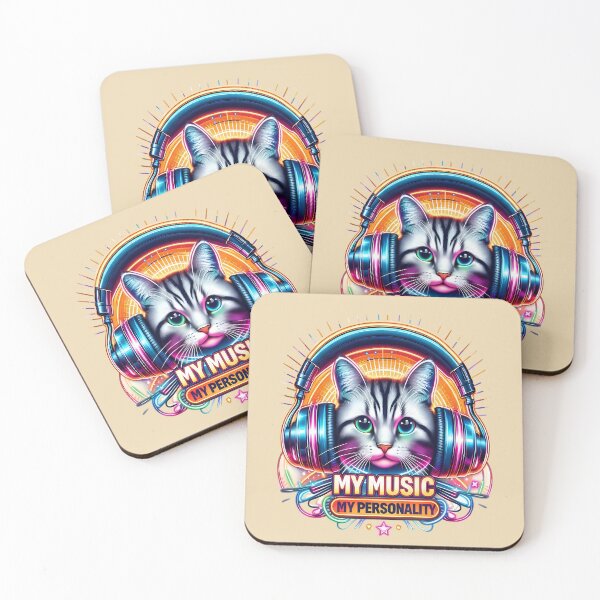Item preview, Cat with Headphones - World Music Day designed and sold by Art-Arcade6.