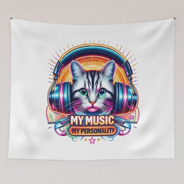 Item preview, Cat with Headphones - World Music Day designed and sold by Art-Arcade6.