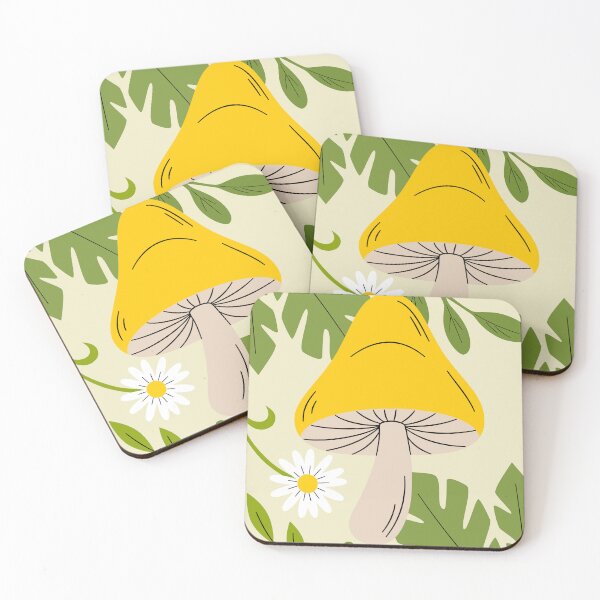 Item preview, Retro Boho Yellow Mushroom and Daisy Botanical Illustration designed and sold by AllaMashycheva.