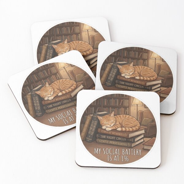 Item preview, My Social Battery Is At 1 Percent Cat And Books Sticker designed and sold by The Creative Canva.