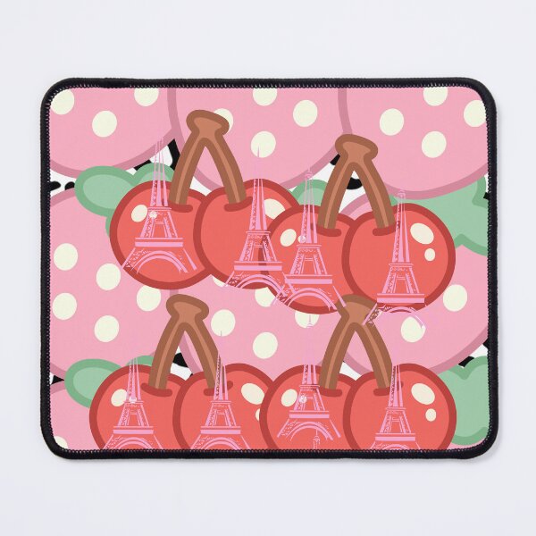Artikelvorschau, Paris Eiffelturm Kirsche Erdbeere Polka Dot Rosa Niedlicher Kunstdruck entworfen und verkauft von Extremeallie.