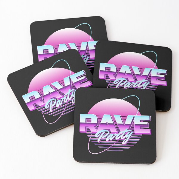 Item preview, Rave Party 80s Synthwave Neon Planet Chrome Retro Stripe Typography Art designed and sold by DERA RAY.