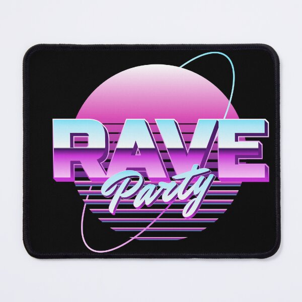 Item preview, Rave Party 80s Synthwave Neon Planet Chrome Retro Stripe Typography Art designed and sold by DERA RAY.