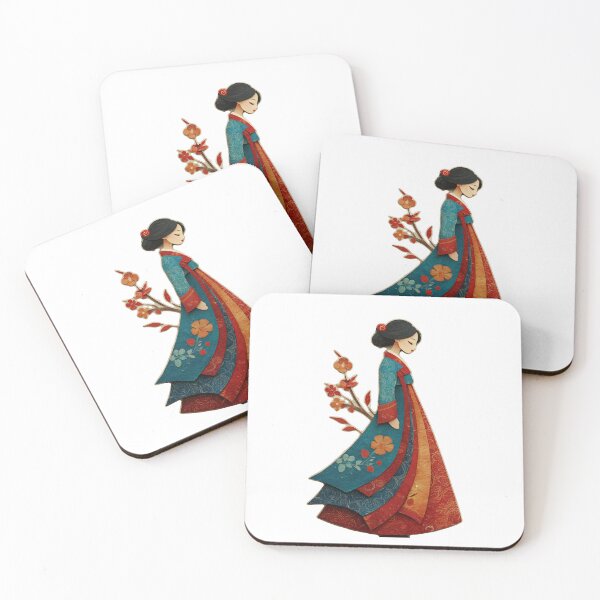Item preview, Elegant Korean Woman in Traditional Hanbok Dress designed and sold by colorful-white.