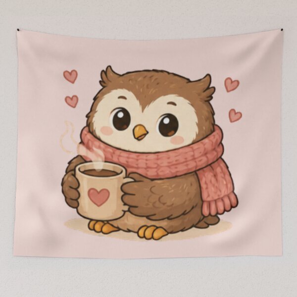 Item preview, Cozy Coffee Owl  designed and sold by MellowMunchkins.
