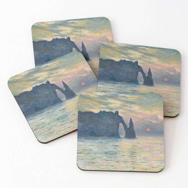 Item preview, Monet Étretat Cliff Sunset Impressionist Seascape Wall Art designed and sold by TheSoulOfArt.