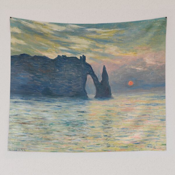 Item preview, Monet Étretat Cliff Sunset Impressionist Seascape Wall Art designed and sold by TheSoulOfArt.
