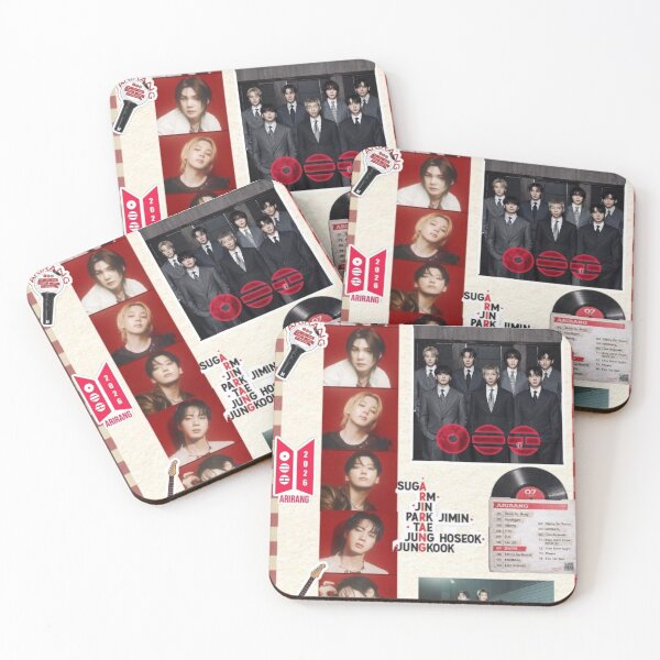 Item preview, BTS Arirang Collage | Vintage Red Kpop Aesthetic Poster designed and sold by KryaArts27.