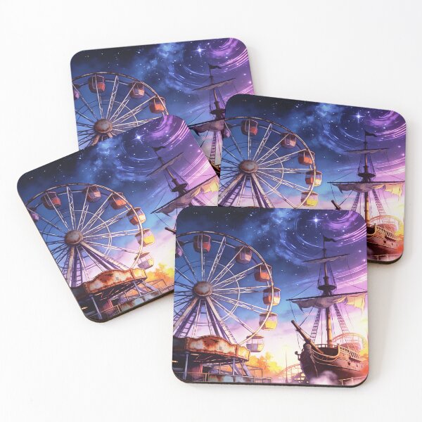 Item preview, Psychedelic Cosmic Ferris Wheel Abandoned Amusement Park Art designed and sold by Hen-C-Art.