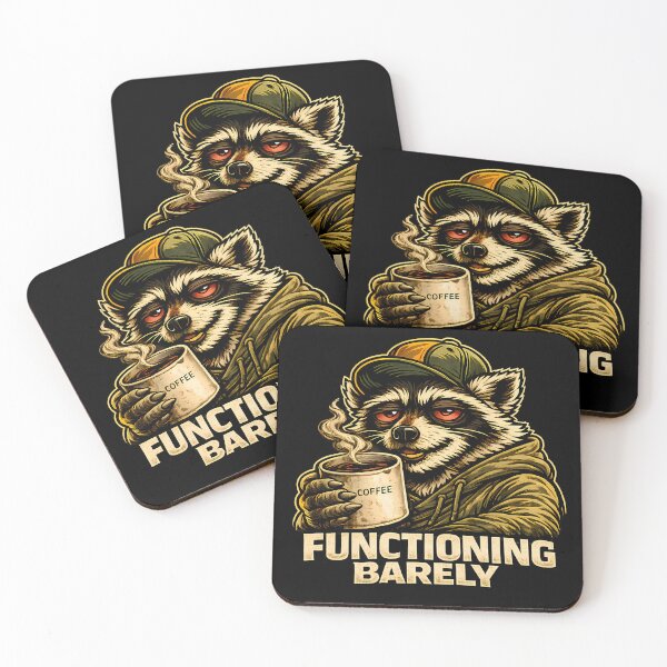 Item preview, Functioning Barely Raccoon Coffee Shirt, Burnout Meme Hoodie, Tired Trash Panda Graphic Tee, Caffeine Chaos Streetwear designed and sold by clockedoutwearshop.