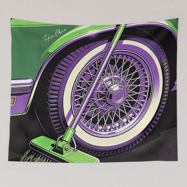 Item preview, Retro Vintage Lowrider Car Green and Purple Pop Art Illustration designed and sold by Hen-C-Art.
