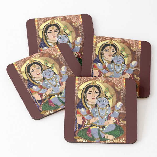 Aperçu de l'œuvre Yashoda Krishna - Peinture à l'aquarelle créée et vendue par Svasti Arts and Designs.