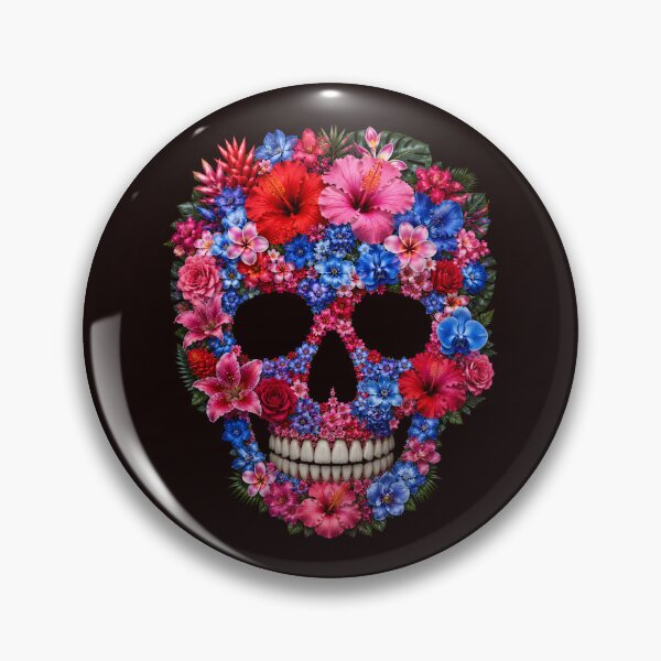 Item preview, Pink & Blue Flower skull designed and sold by DuffWebTShirts.