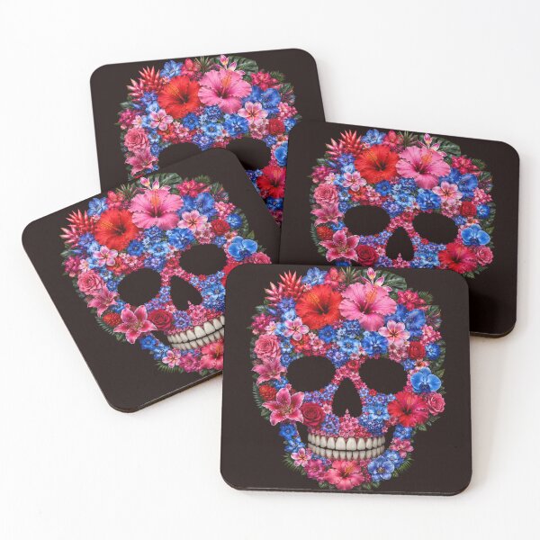 Item preview, Pink & Blue Flower skull designed and sold by DuffWebTShirts.
