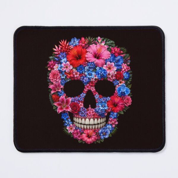Item preview, Pink & Blue Flower skull designed and sold by DuffWebTShirts.