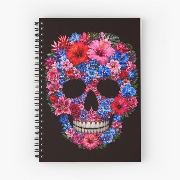 Item preview, Pink & Blue Flower skull designed and sold by DuffWebTShirts.