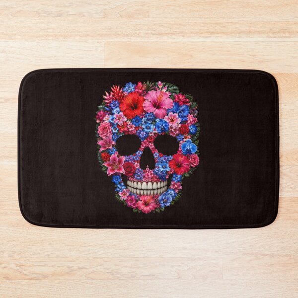 Item preview, Pink & Blue Flower skull designed and sold by DuffWebTShirts.