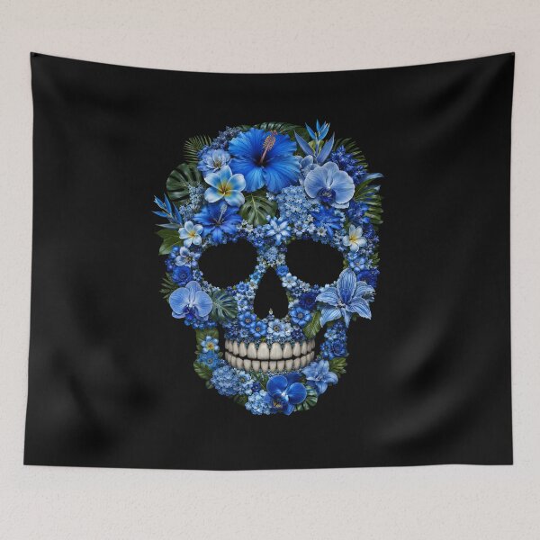 Item preview, Blue Flower skull designed and sold by DuffWebTShirts.