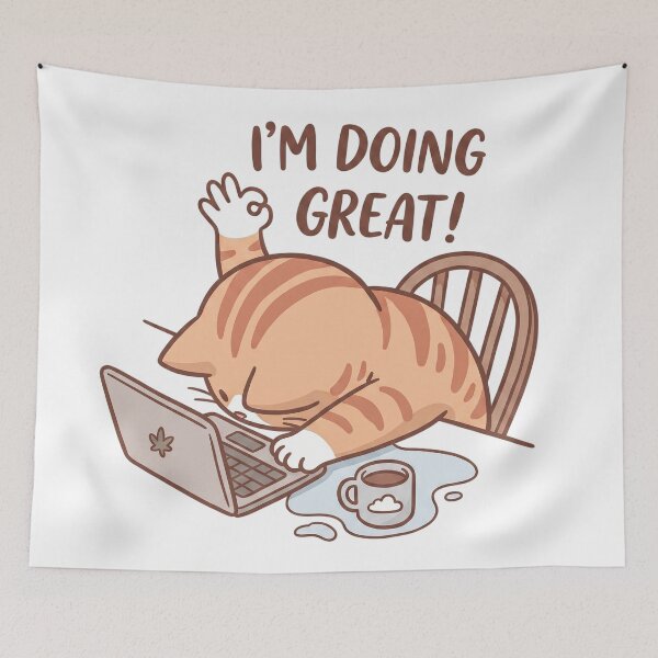 Item preview, Funny Stoner Cat Im Doing Great Sticker designed and sold by CrystalMineArts.