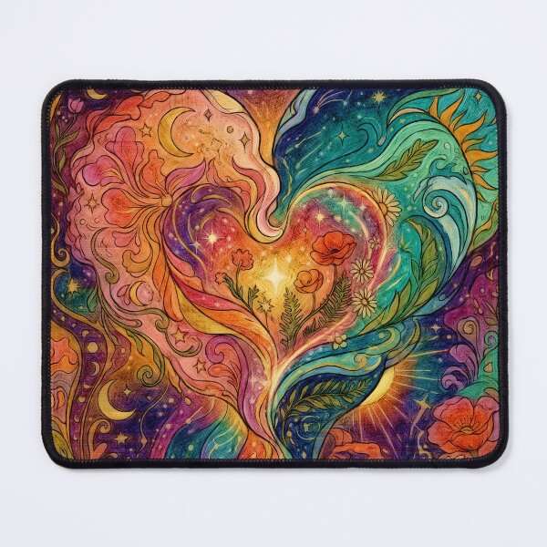 Item preview, Psychedelic Cosmic Heart Art Nouveau Celestial Boho Illustration designed and sold by Hen-C-Art.