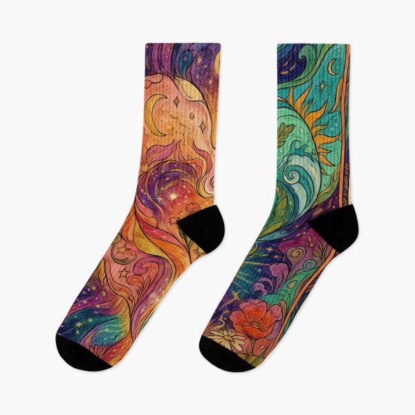 Item preview, Psychedelic Cosmic Heart Art Nouveau Celestial Boho Illustration designed and sold by Hen-C-Art.