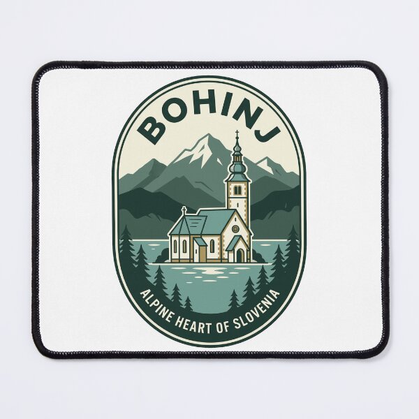 Item preview, Retro Bohinj Slovenia Alpine Lake Mountain Badge designed and sold by k3rstman1.