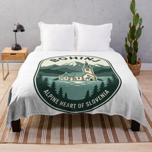 Item preview, Retro Bohinj Slovenia Alpine Lake Mountain Badge designed and sold by k3rstman1.