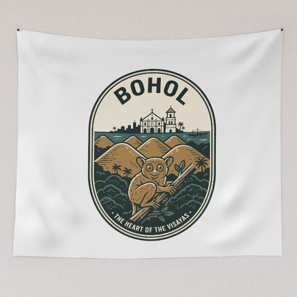 Item preview, Vintage Bohol Philippines Tarsier Chocolate Hills Badge designed and sold by k3rstman1.