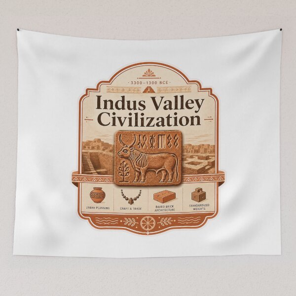 Item preview, Indus Valley Civilization Heritage Poster Design designed and sold by ArtsyExplorer.
