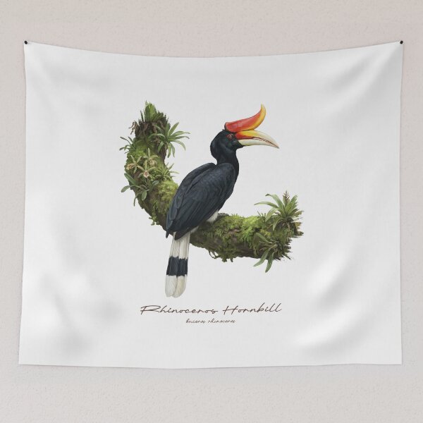 Item preview, Rhinoceros Hornbill on Mossy Branch designed and sold by Takeda-art.