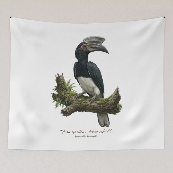Item preview, Trumpeter Hornbill on Mossy Branch designed and sold by Takeda-art.