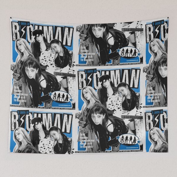 Item preview, aespa Rich Man Rock Aesthetic Collage | Blue Grunge Kpop Poster designed and sold by KryaArts27.