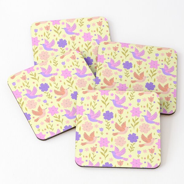 Item preview, pattern with hummingbirds and flowers designed and sold by burbura.