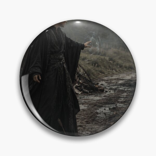 Item preview, Dark Fantasy Mage at the Burned Carriage | Cinematic Epic Fantasy Art Print designed and sold by Element Horizon Studio.