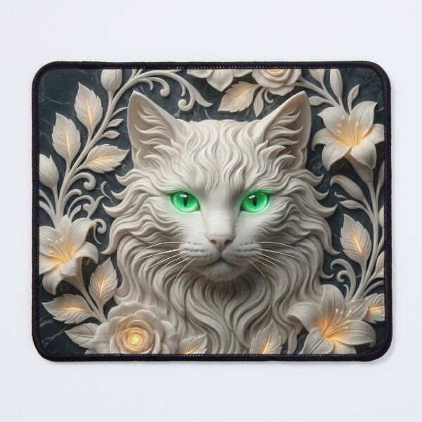 Item preview, White Cat Sculpture with Flowers designed and sold by AnnArtshock.