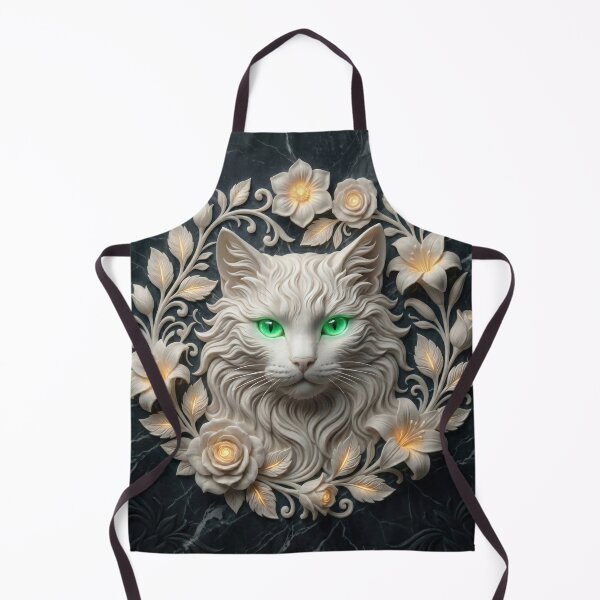 Item preview, White Cat Sculpture with Flowers designed and sold by AnnArtshock.