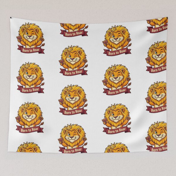 Item preview, Born to Roar Leo Zodiac Lion Art designed and sold by Zodiac Celestial Art.