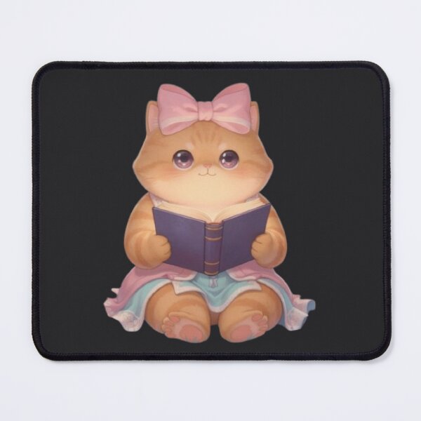 Item preview, Pink Bow Cat Reading Book designed and sold by Moody Vibes Studio.