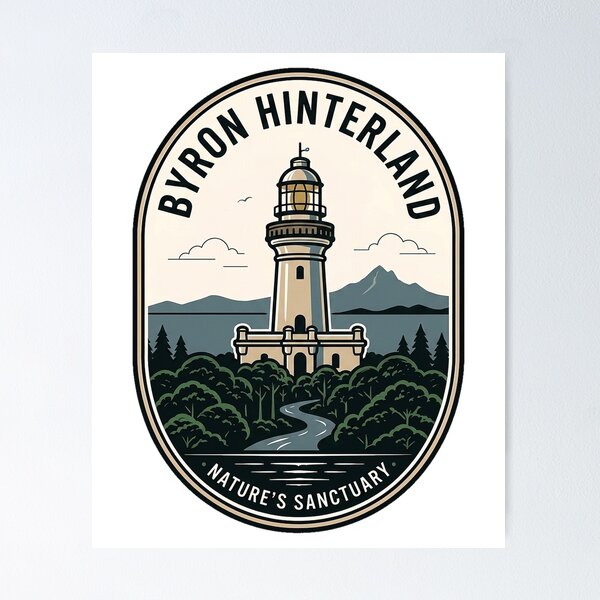 Artikelvorschau, Byron Hinterland Leuchtturm Naturschutzgebiet Vintage-Abzeichen entworfen und verkauft von k3rstman1.