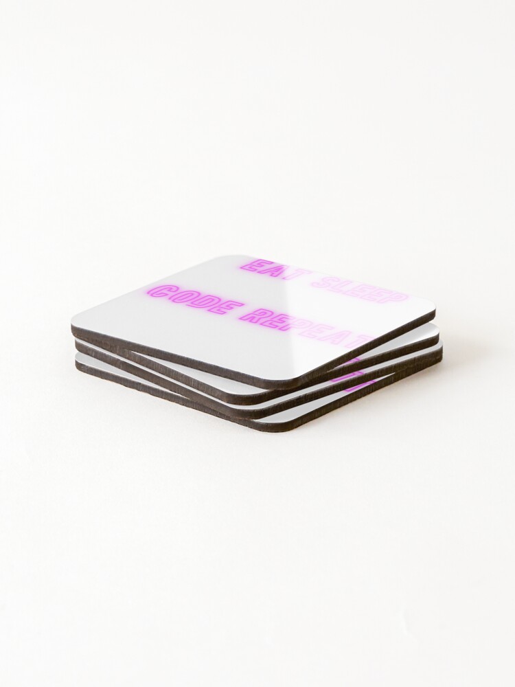 Thumbnail 4 of 5, Coasters (Set of 4), Eat Sleep Code Repeat Programmer designed and sold by PrintTechMeme.