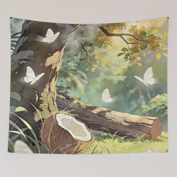 Item preview, Tropical Coconut in Enchanted Forest Magical Butterfly Art designed and sold by Hen-C-Art.