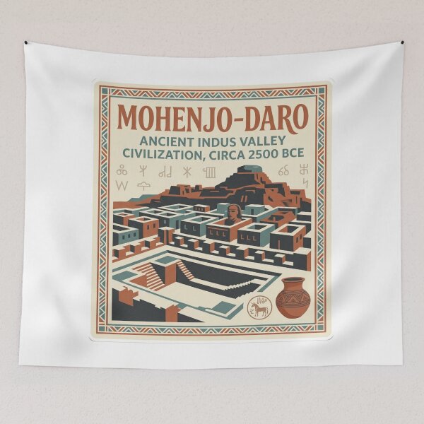 Item preview, Mohenjo-Daro Archaeology Heritage Poster Design designed and sold by ArtsyExplorer.