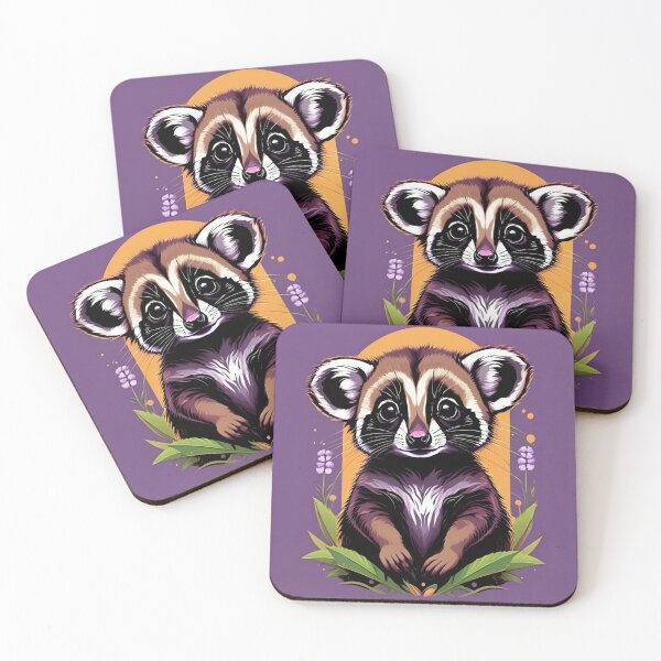 Item preview, Bold Coatimundi Portrait on Purple Floral Background designed and sold by CASASIS_MERCH.