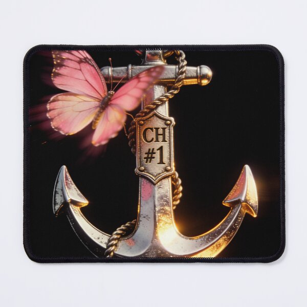 Item preview, Vintage Metallic Anchor with Pink Butterfly Retro Pop Art designed and sold by Hen-C-Art.
