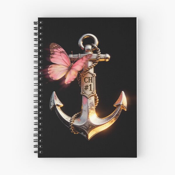 Item preview, Vintage Metallic Anchor with Pink Butterfly Retro Pop Art designed and sold by Hen-C-Art.