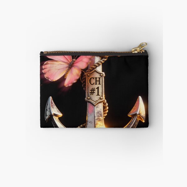 Item preview, Vintage Metallic Anchor with Pink Butterfly Retro Pop Art designed and sold by Hen-C-Art.