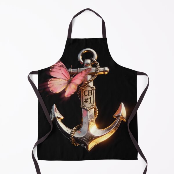 Item preview, Vintage Metallic Anchor with Pink Butterfly Retro Pop Art designed and sold by Hen-C-Art.